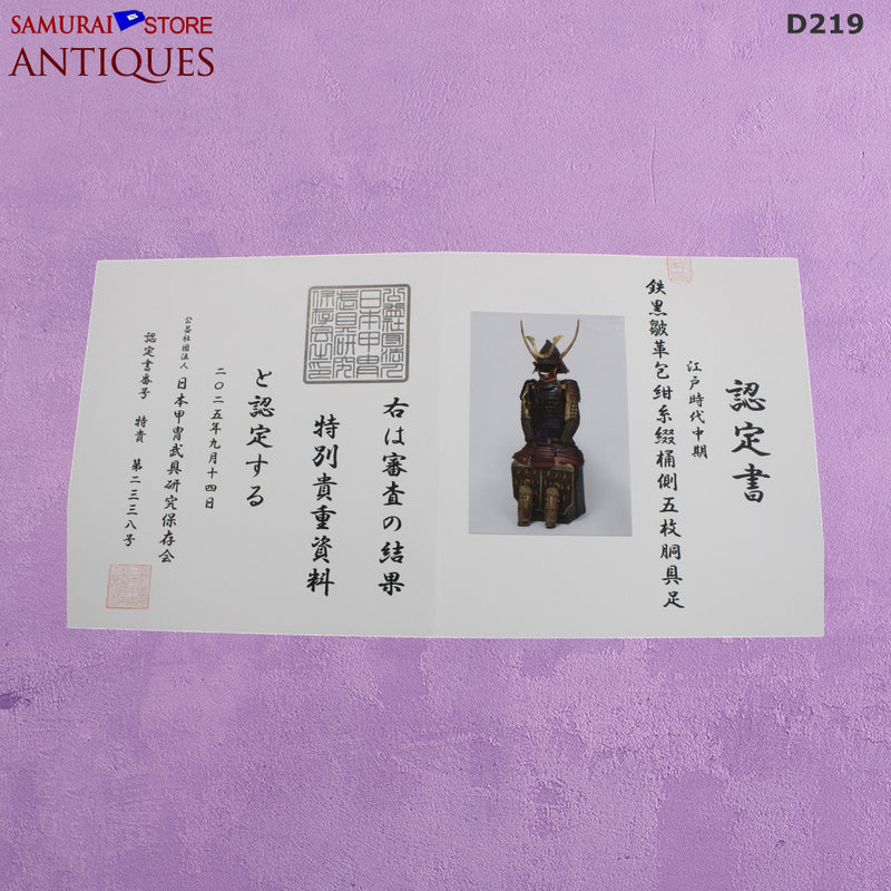 D219 Antique Armor Edo Period w/ Special Certificate