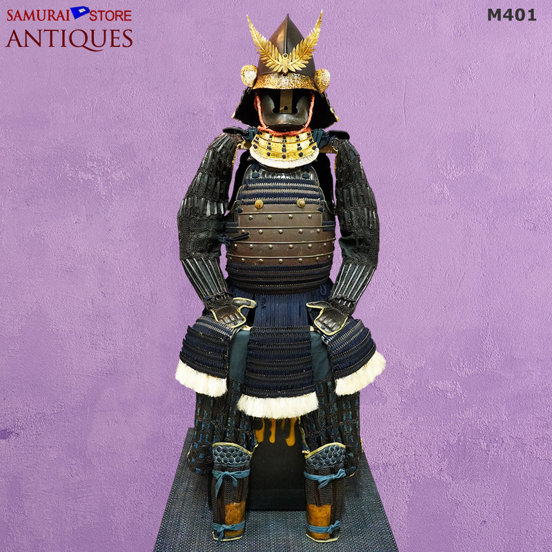 Antique Kimono 藍麻上布 武士Busi Samurai 江戸期前後 M401 Antique Suit of Armor Edo period Eboshi kabuto w/Special