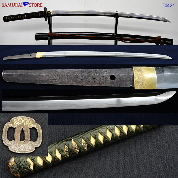 T4421 Katana Sword MASAKIYO  Ichinohira Yasuyo w/ Ornate Mountings - Antique