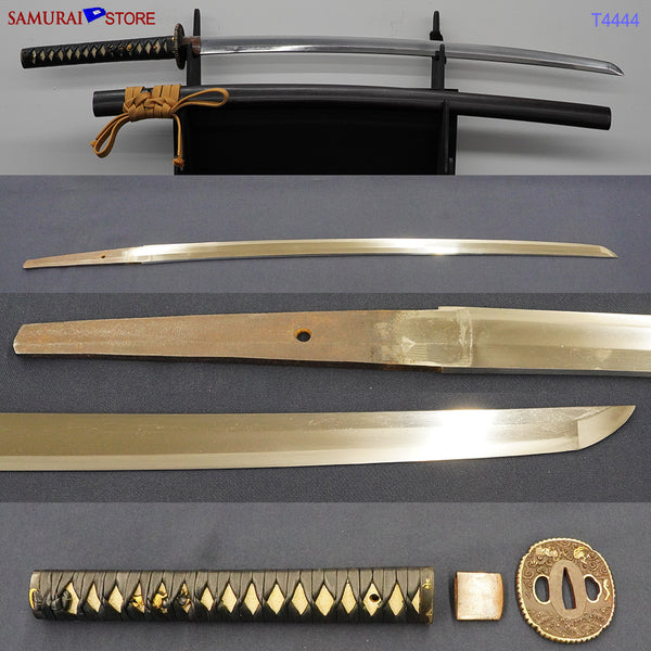 T4444 Antique Katana Sword Bungo-Takada w/ Ornate Mounting