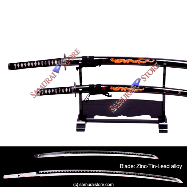 Pair of Display Replica Sword Dragon Carving - SAMURAI STORE