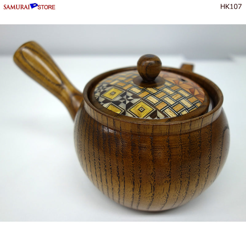 Yosegi Marquetry Wooden Teapot (HK107) - SAMURAI STORE