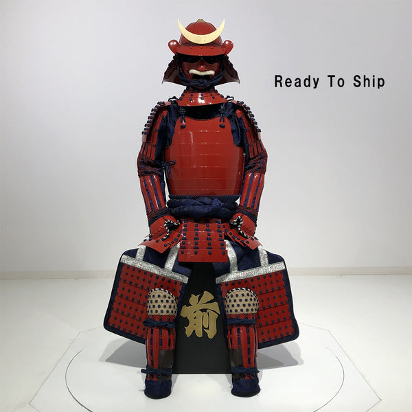 (Ready-To-Ship) L049 RED Okegawa Suit of Armor w/Darkblue lacing - SAMURAI STORE